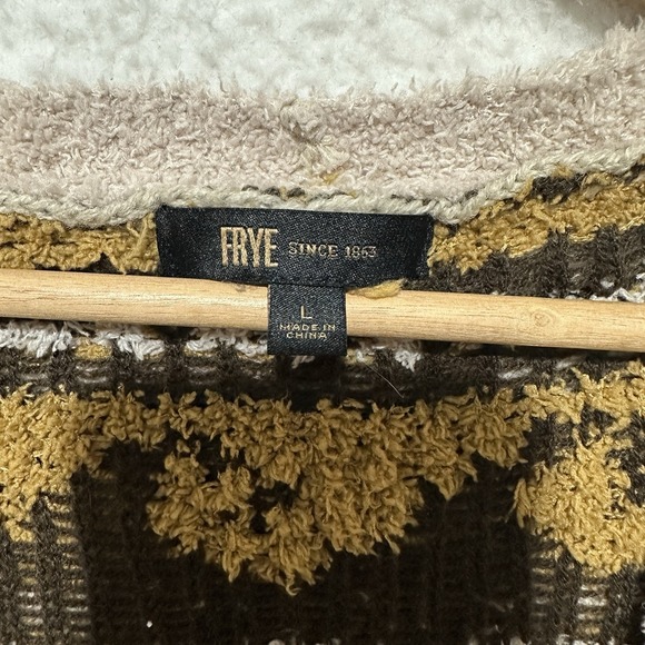 Frye Nordic Brown/Cream Button Front Sweater‎ Women's Size Large - Picture 3 of 12